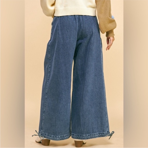 DAVI & DANI Adjustable drawstring hem Balloon Wide-Leg Jeans Denim FREE SHIPPING - Picture 3 of 3